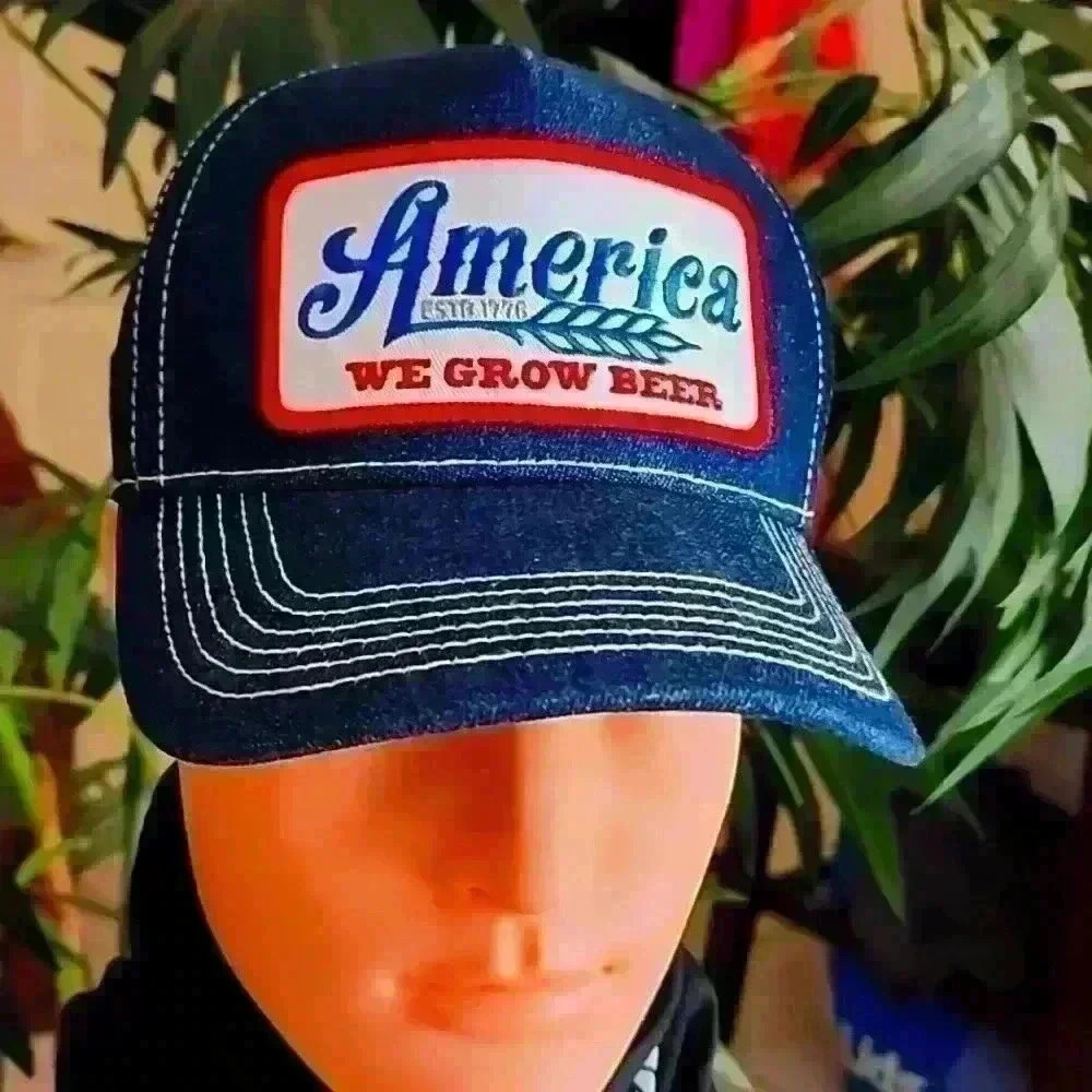 🍺America We Grow Beer SnapBack mesh Navy Blue Lid  🍻 🇺🇸